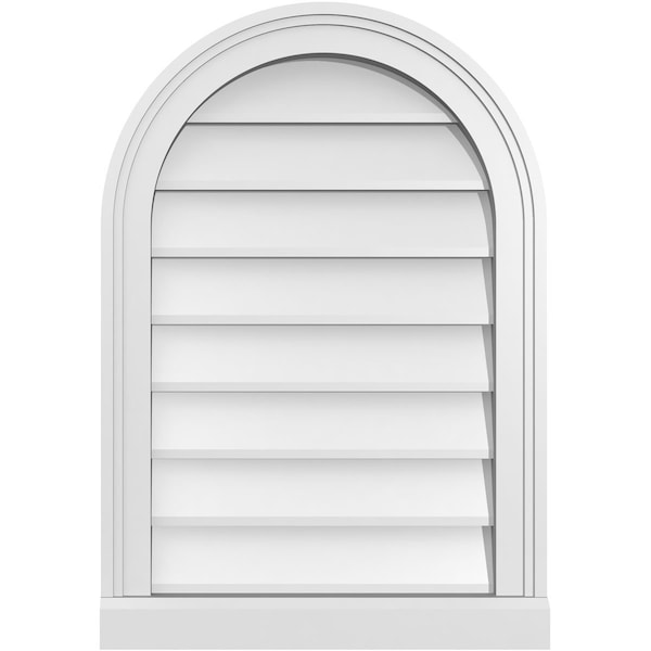 Ekena Millwork Round Top Surface Mount PVC Gable Vent w/ 2"W x 2"P Brickmould Sill Frame, 18"W x 26"H GVPRT18X2603SN - main